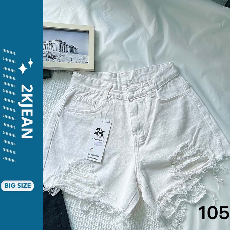 Quần Short Jean Nữ Lưng Cao Phối Rách Kiểu Bigsize MS1059 2KJean
