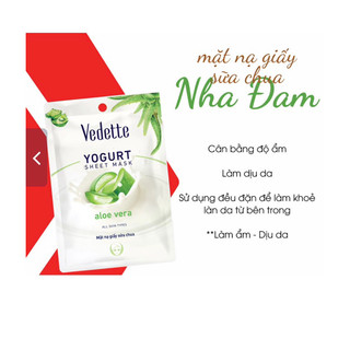 Combo 5 Mặt nạ giấy dưỡng trắng Trà xanh/ nha đam/ dưa leo/ cà chua/ ngọc trai Vedette 22ml