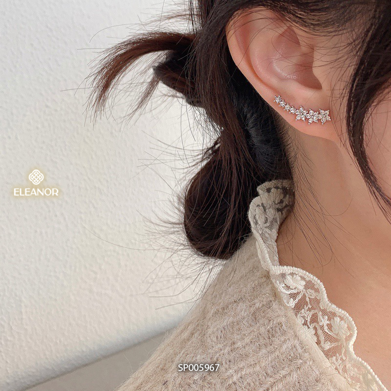 Bông tai nữ chuôi bạc 925 Eleanor Accessories viền cong đính đá phụ kiện trang sức khuyên tai 5778