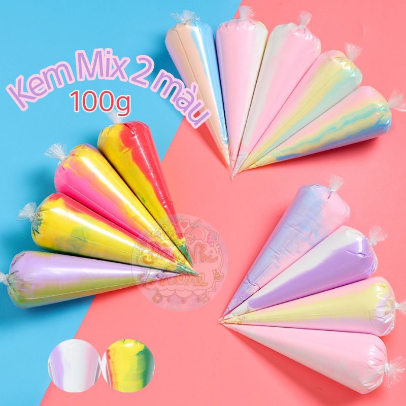 [Kem 2 Mix]Túi 100g Kem Keo Mix 2 màu dùng trang trí toploader ốp lưng kem thạch
