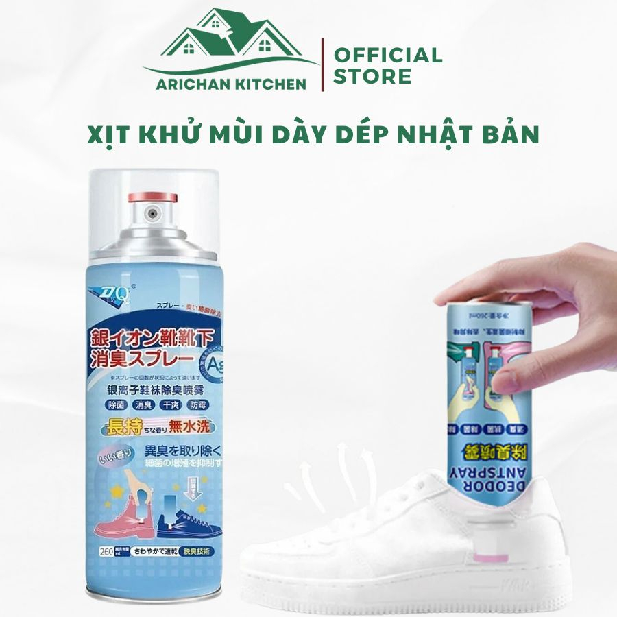 Xịt thơm khử mùi hôi giày dép, tất vớ hạn chế mùi hôi chân cho giày dép kháng khuẩn Nano bạc, giữ cho giày dép thơm lâu