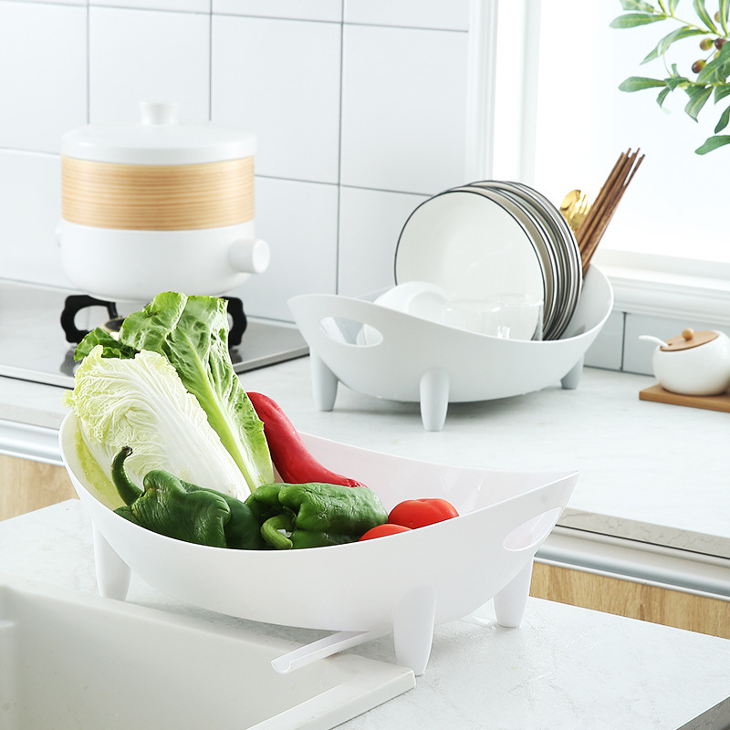 Giá úp bát bằng nhựa, nhỏ gọn, tiện lợi có khay hứng kèm ống thoát nước