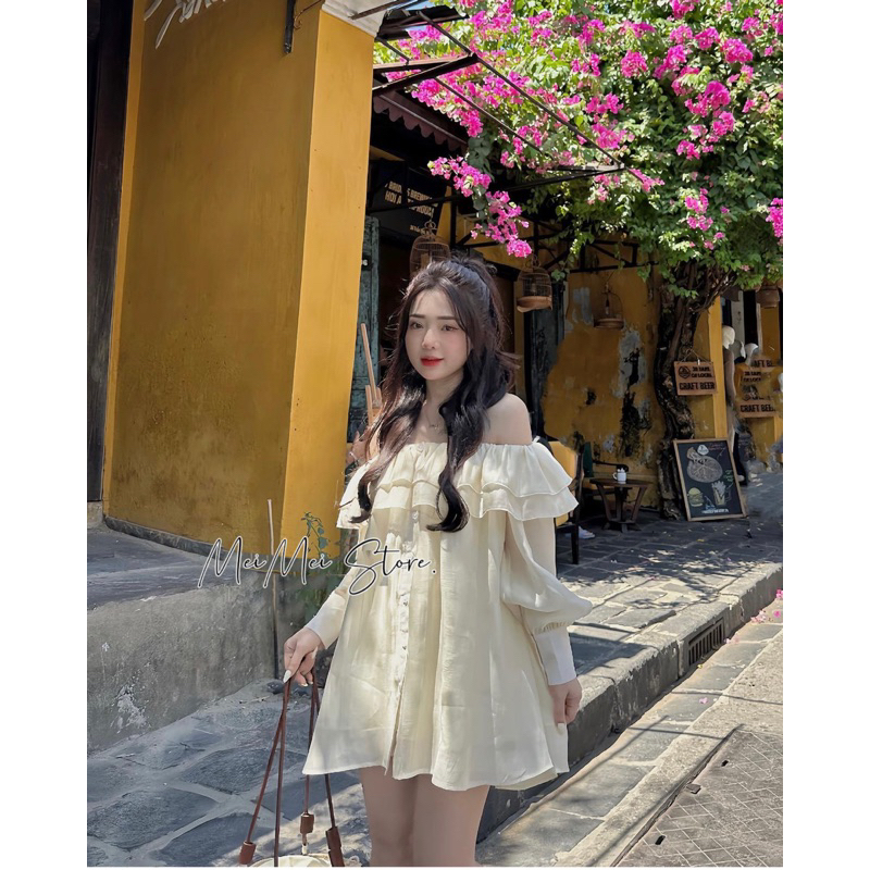 Đầm trễ vai bèo tầng thiết kế hai lớp tặng kèm quần dáng xoè LAJY TOP