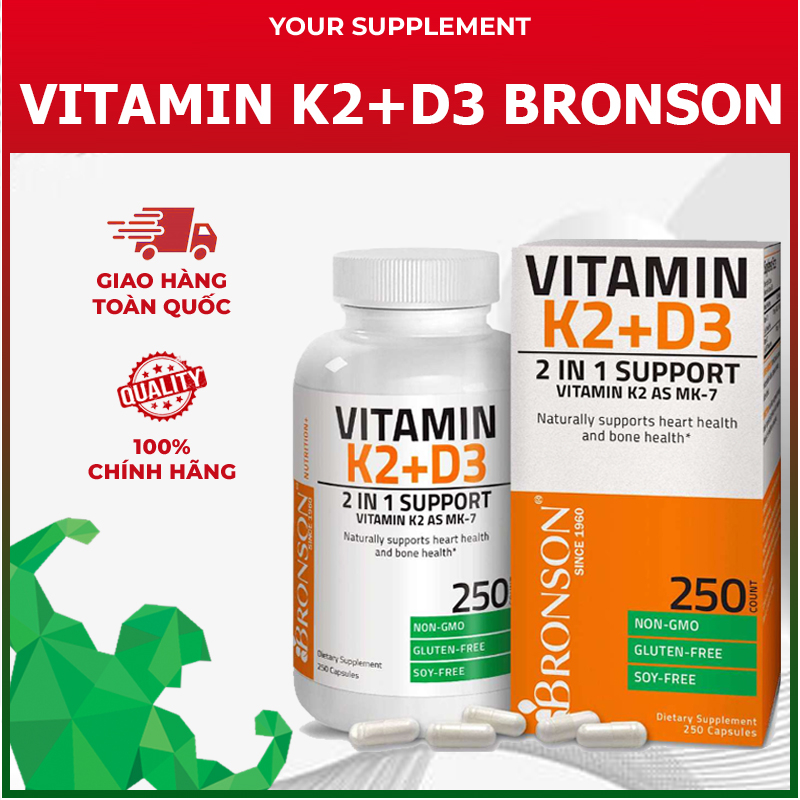 Bổ sung VITAMIN D3 K2 Bronson