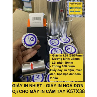 Thùng 100 Cuộn Giấy in hóa đơn k57, giấy in bill K57, giấy in nhiệt K57 (57x38) (mm)