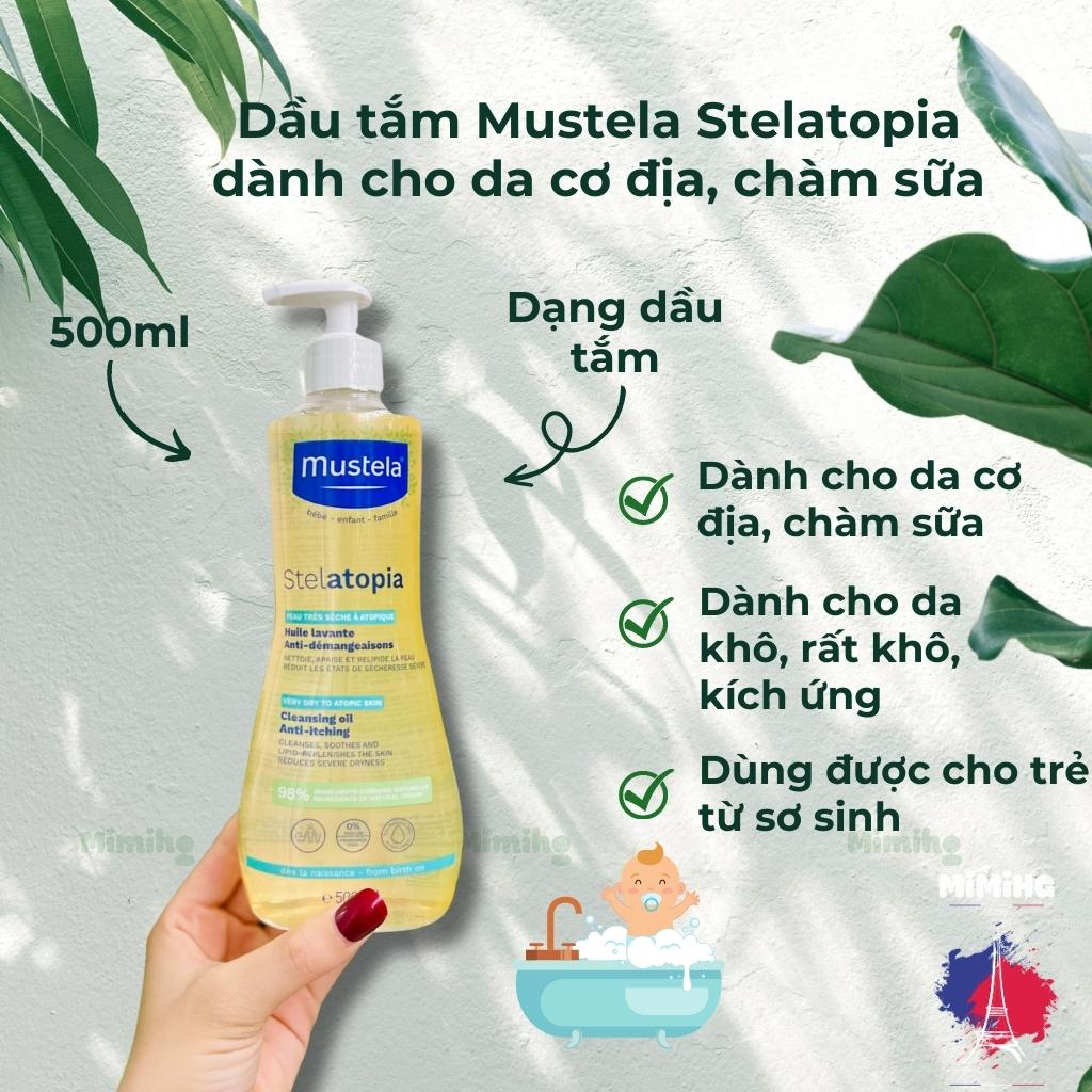 Sữa tắm Mustela stelatopia huile lavante dạng dầu tắm, dành cho da cực kỳ khô, da cơ địa, dễ bị dị ưng, chàm sữa_MiMi HG