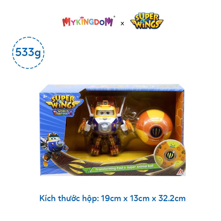 Đồ Chơi SUPERWINGS Robot Biến Hình Siêu Vệ Binh Cảnh Sát Paul Và Quả Bóng Sức Mạnh Muôn Thú YW760965