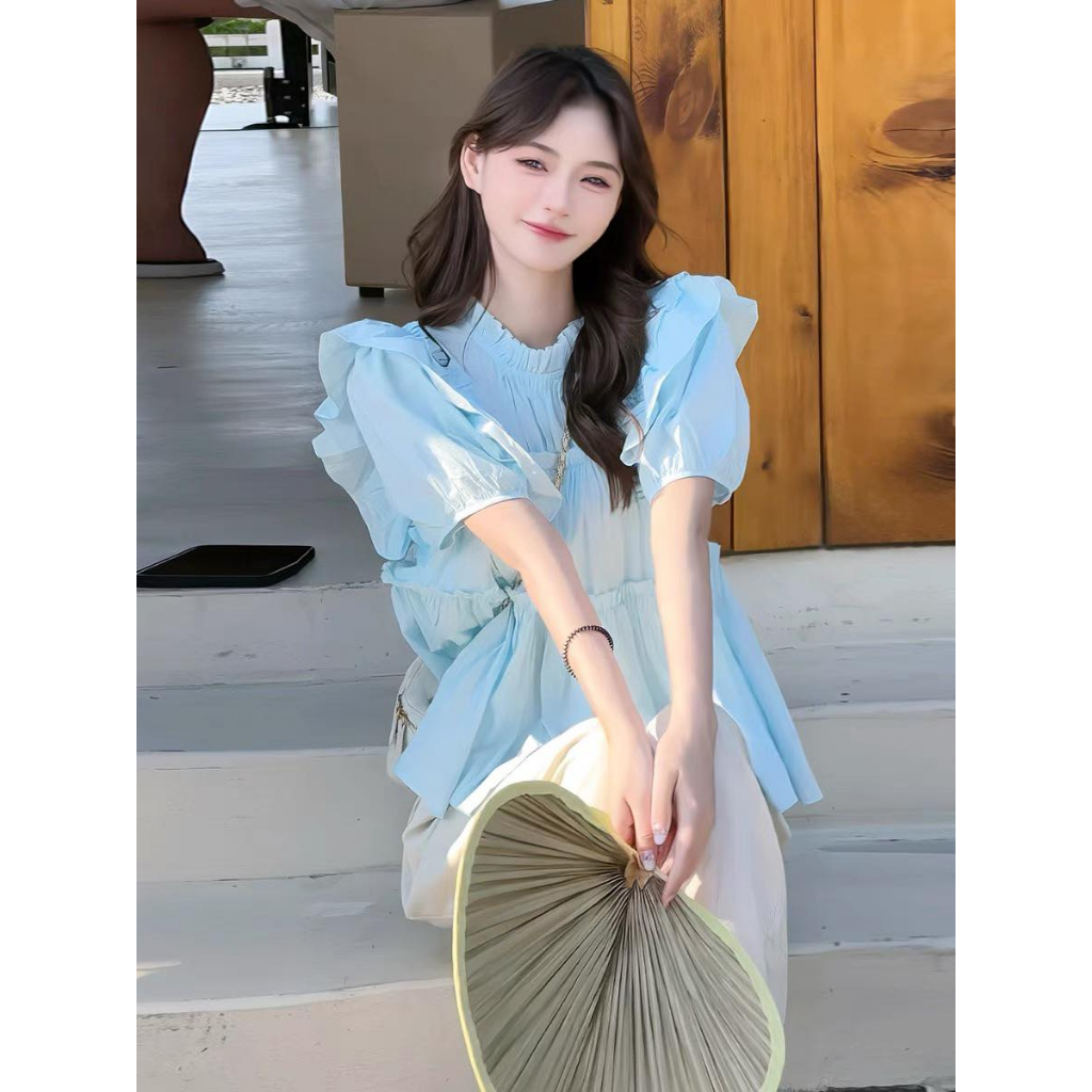 Áo Sơ Mi Nữ Lamo Design Áo SơMi Thiết Kế Nữ phối bèo tay cánh tiên tiểu thư chất liệu mềm thoáng mát B1069