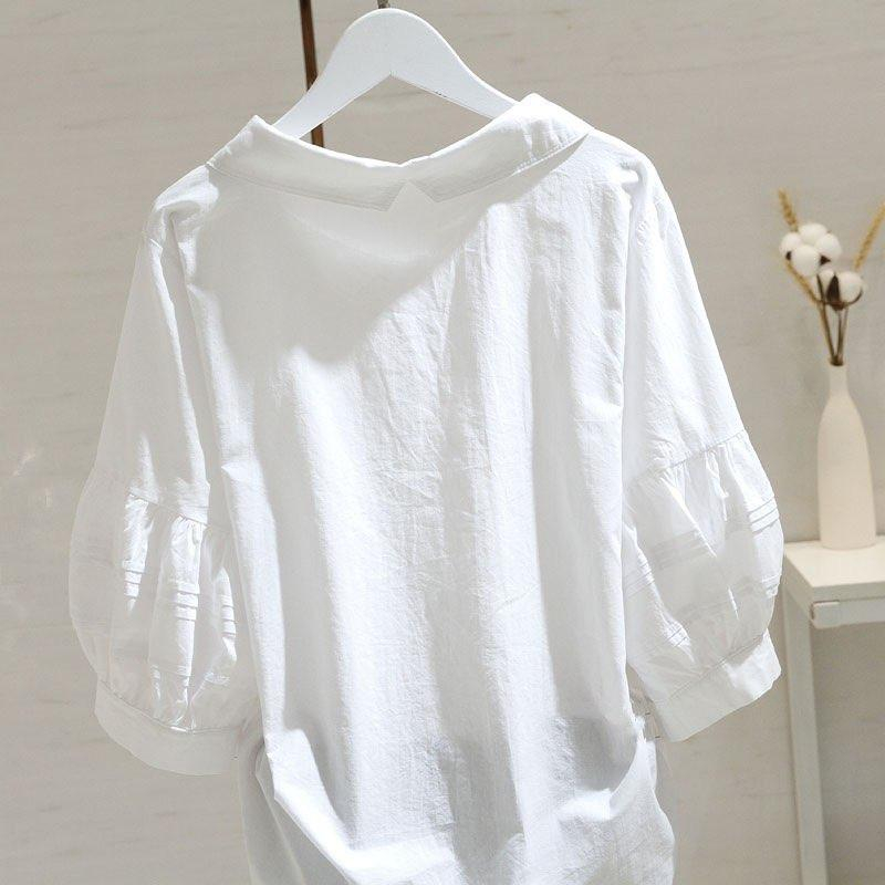 Áo Sơ Mi Nữ Lamo Design Áo Somi thiết kế nữ tay lồng đèn cổ thuyền cá tính chất cotton mềm thoáng mát B1068