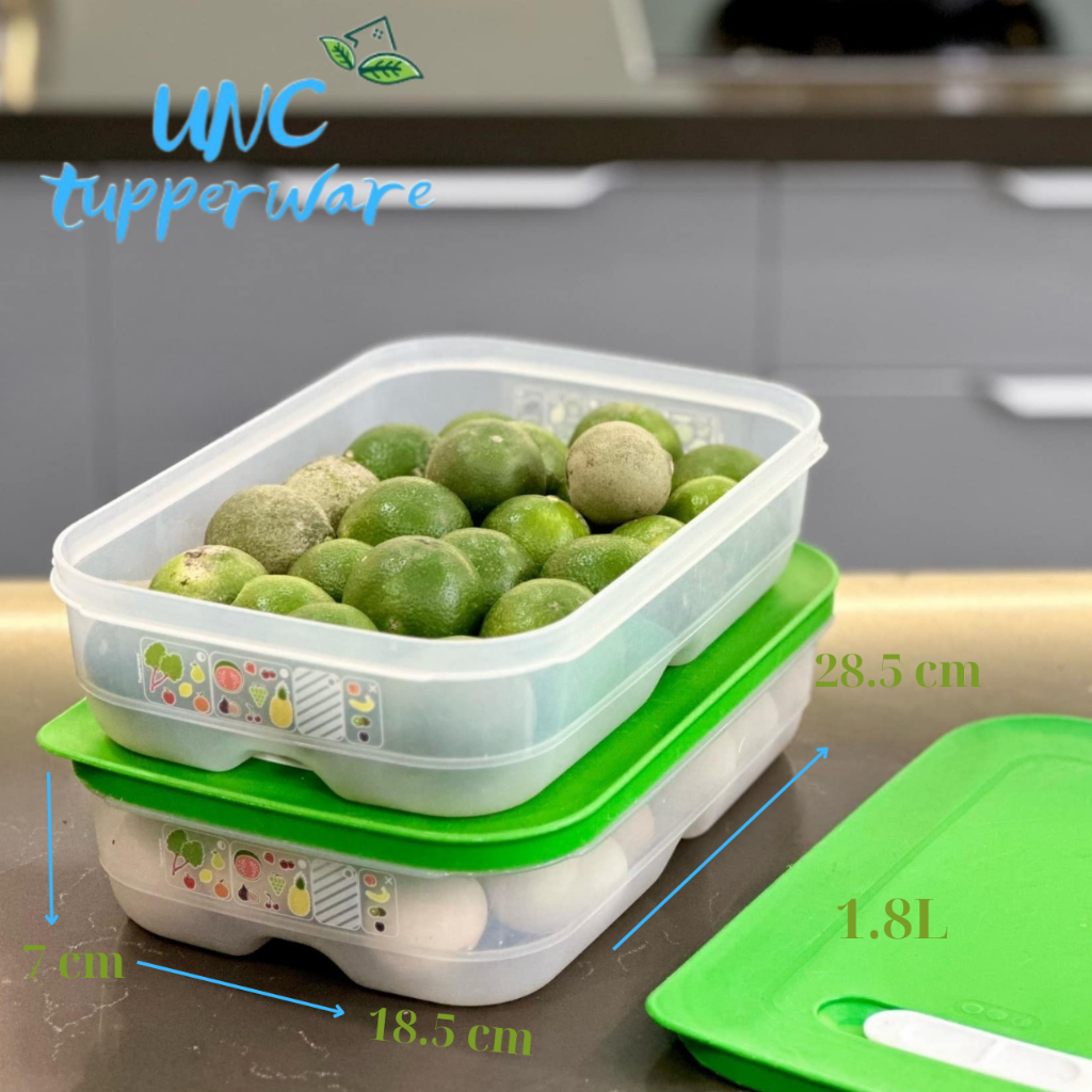 Bộ 2 hộp trữ mát có nút hô hấp Tupperware Ventsmart 1.8L thấp