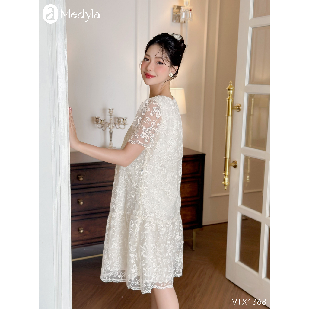 MEDYLA - Váy bầu mùa hè ren thêu hoa xoắn cổ đầm bầu dự tiệc thiết kế cho bầu đi chơi du lịch - VTX1368