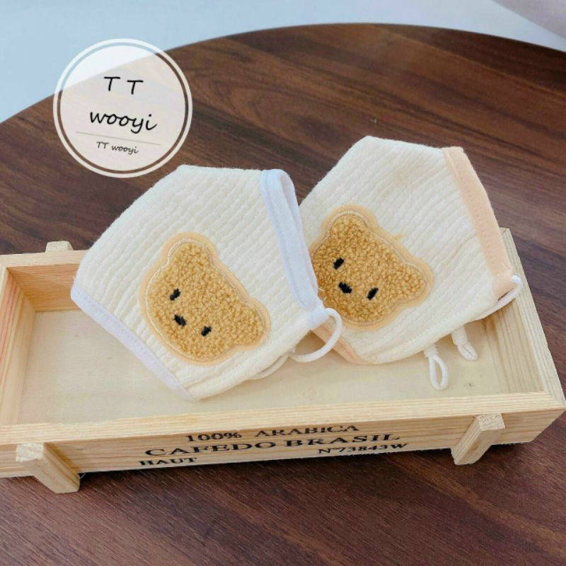 Khẩu trang xô màu vintage kháng khuẩn chống bụi, có nút chỉnh quai đeo