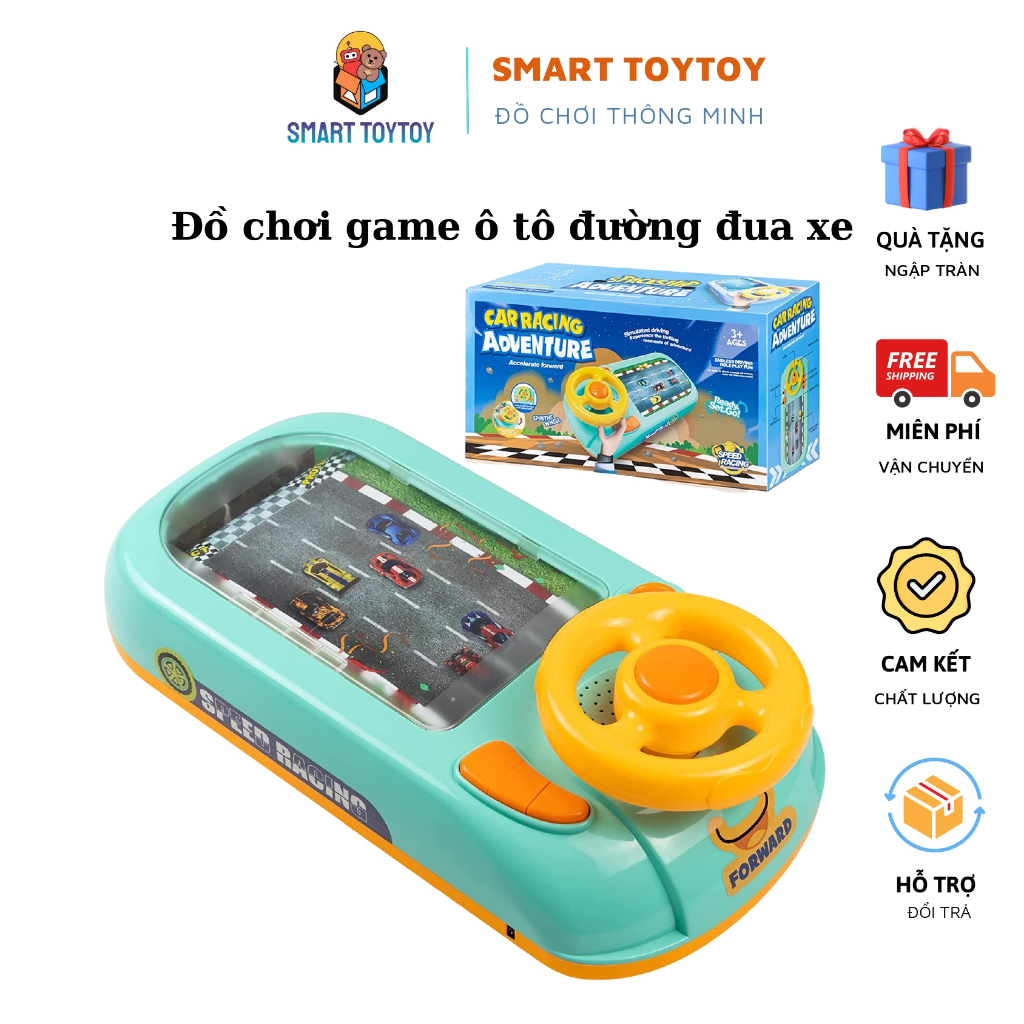 Đồ chơi game ô tô đường đua xe có màn hình chuyển động cho bé điều khiển vô lăng cho bé