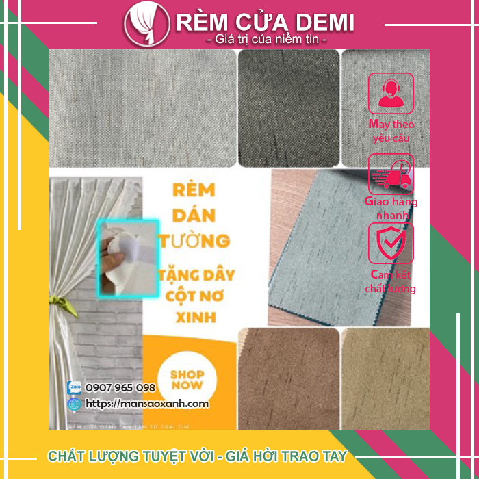Rèm Dán Tường Không Cần Khoan - Rèm phông nền background - Rèm phòng, rèm cửa sổ NHIỀU MÃU LỰA CHỌN.