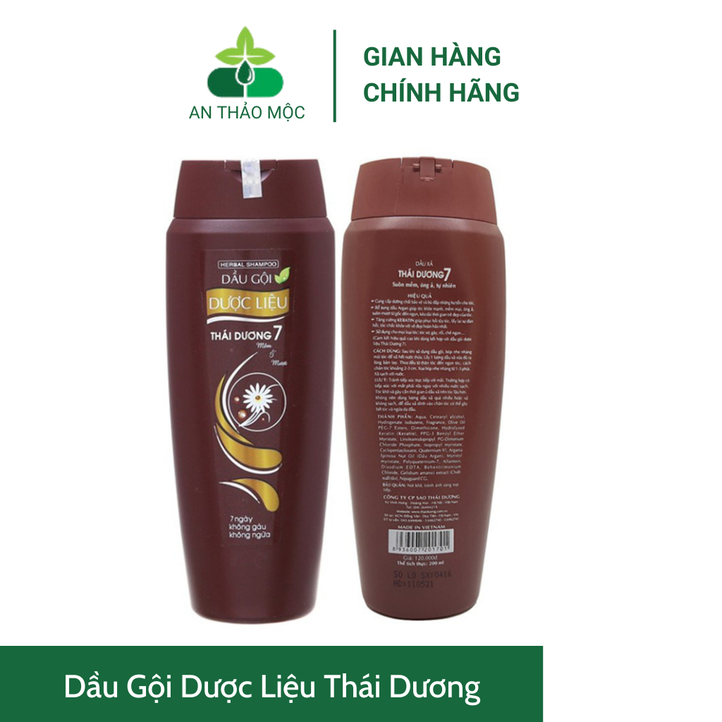 Dầu Gội Dược Liệu Thái Dương 7 Ngày Không Gầu,Không Ngứa.Chai 200ml