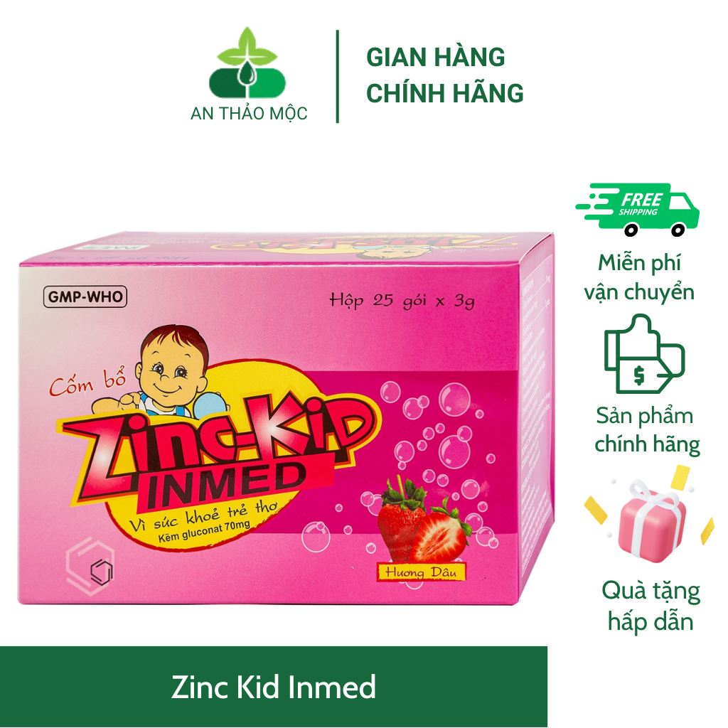 Zinc Kid Inmed.Bổ Sung Kẽm Dạng Cốm Hương Dâu Cho Bé.Tiêu Hóa Tốt,Ăn Ngon,Tăng Miễn Dịch
