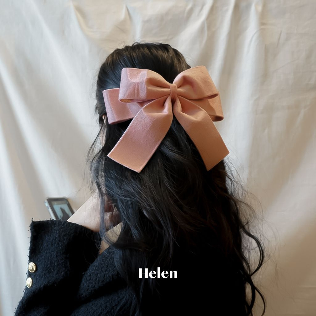 Kẹp nơ, nơ kẹp tóc, kẹp tóc xinh, kẹp tóc handmade HELEN VELVET BOW phong cách thanh lịch, nữ tính.