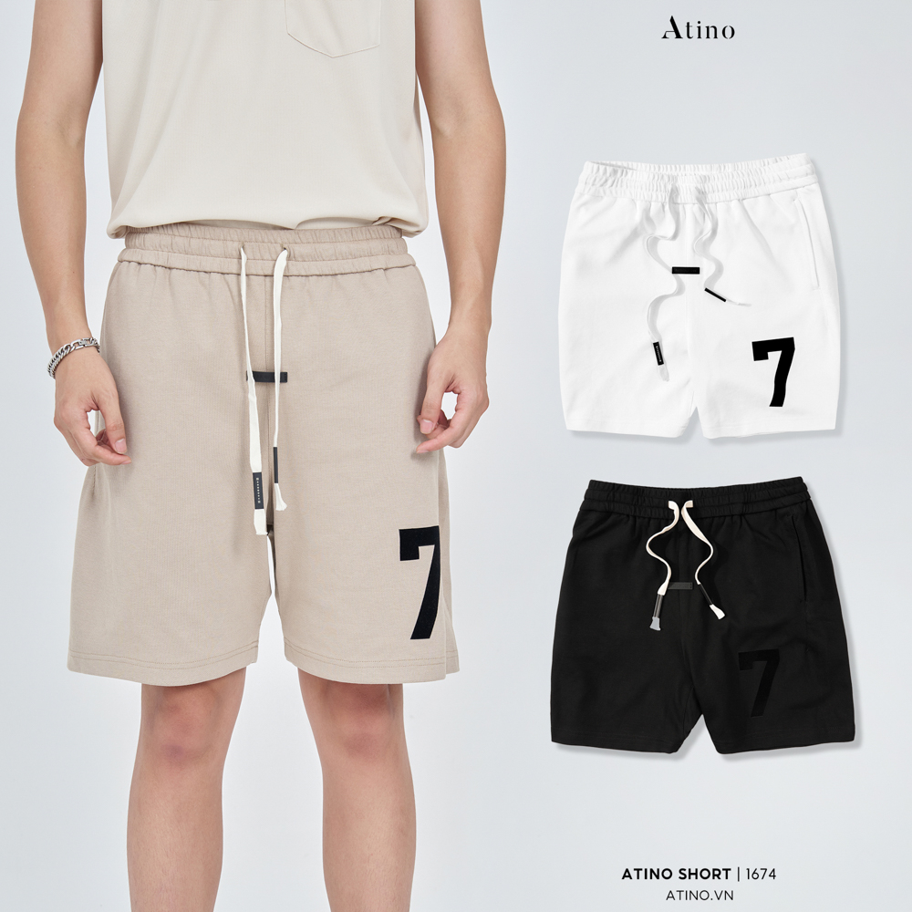 Quần Short Nam ATINO Chất Liệu Vải Thun Cotton Dày Dặn Thoáng Mát Chống Nhăn Form Regular QS3.1674