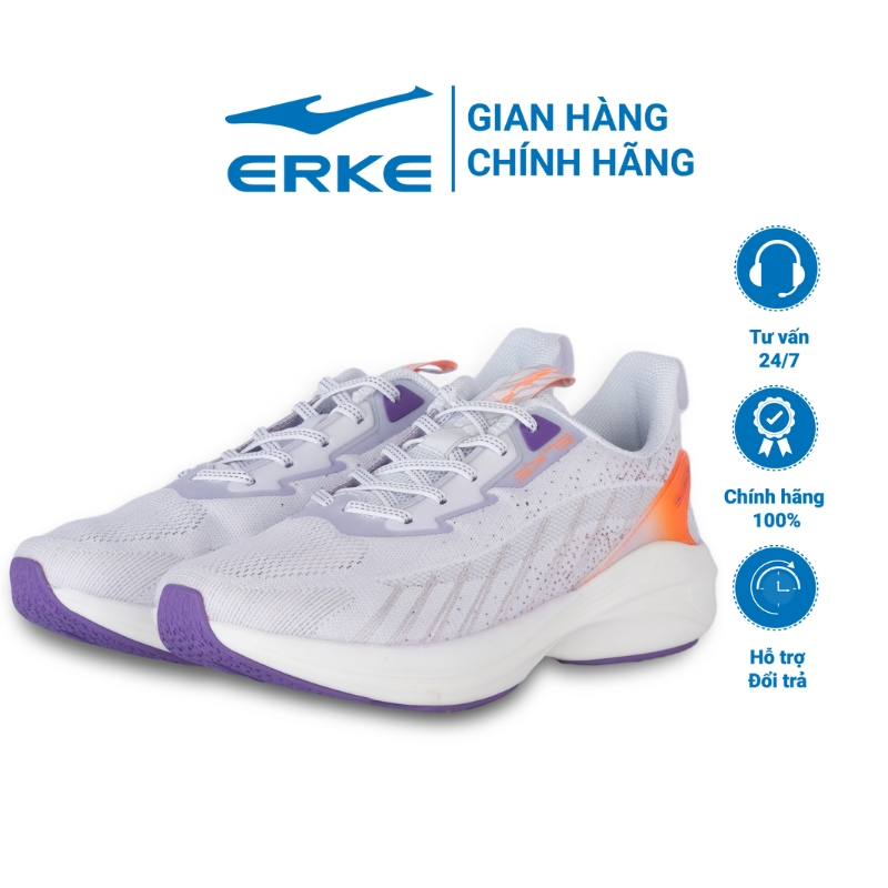 Giày chạy bộ nam ERKE phối màu tím cam thiết kế đế giữa tăng khả năng đàn hồi vượt trội 11122303398