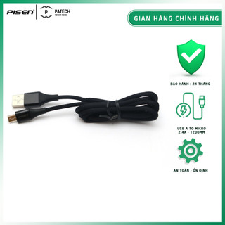 Cáp PISEN Micro USB 2.4A braided 1200m (Anti-break), model: MU18-1200, bảo hành 24 tháng - Hàng chính hãng