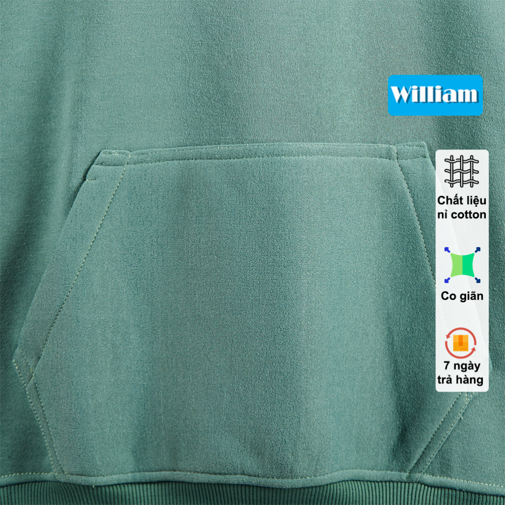 Áo hoodie nam nữ nỉ bông form rộng in hình gấu dễ thương, áo khoác nỉ chui đầu William - DS272