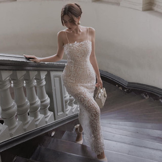 Đầm Ashley hai dây ren hoa body - TKCC L1