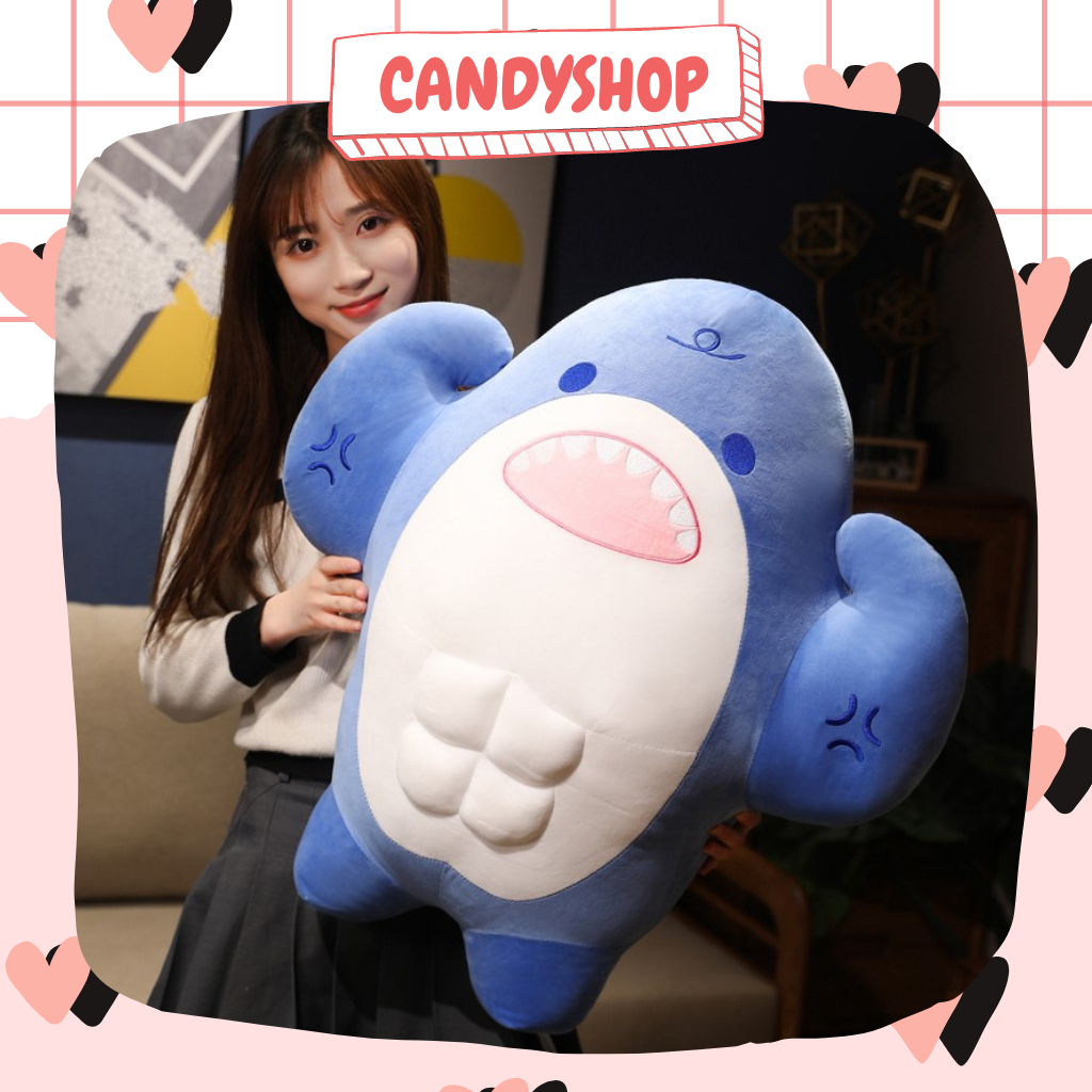 Gấu bông Cá Mập cơ bắp 4 múi siêu to khổng lồ gối ôm lông mịn màng dễ thương hàng chính hãng  Candyshop