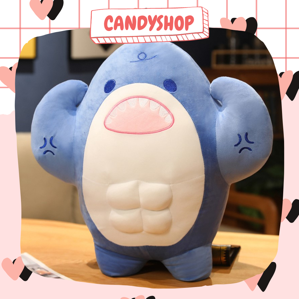 Gấu bông Cá Mập cơ bắp 4 múi siêu to khổng lồ gối ôm lông mịn màng dễ thương hàng chính hãng  Candyshop