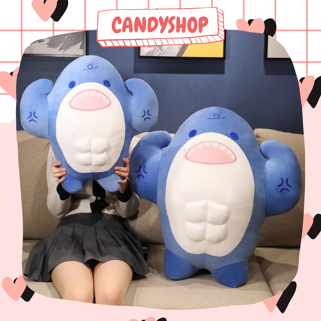 Gấu bông Cá Mập cơ bắp 4 múi siêu to khổng lồ gối ôm lông mịn màng dễ thương hàng chính hãng  Candyshop