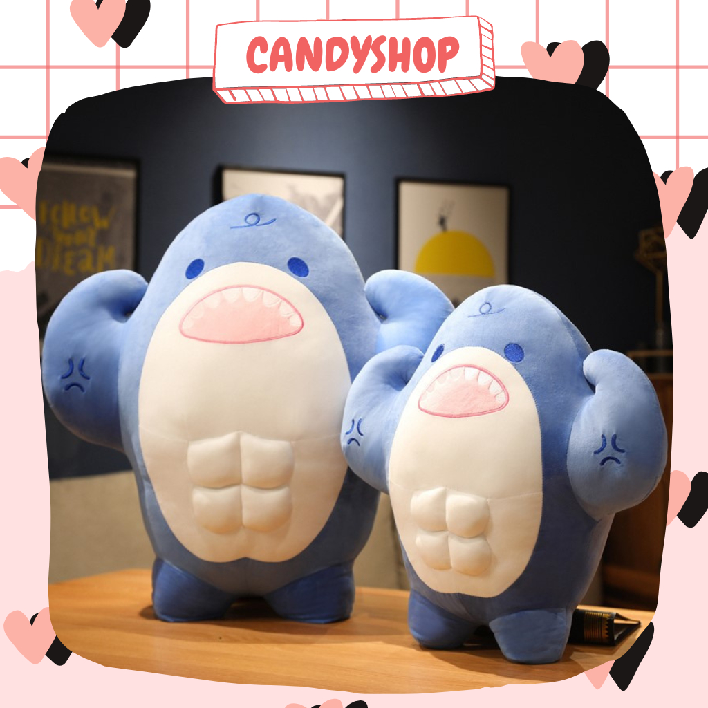 Gấu bông Cá Mập cơ bắp 4 múi siêu to khổng lồ gối ôm lông mịn màng dễ thương hàng chính hãng  Candyshop