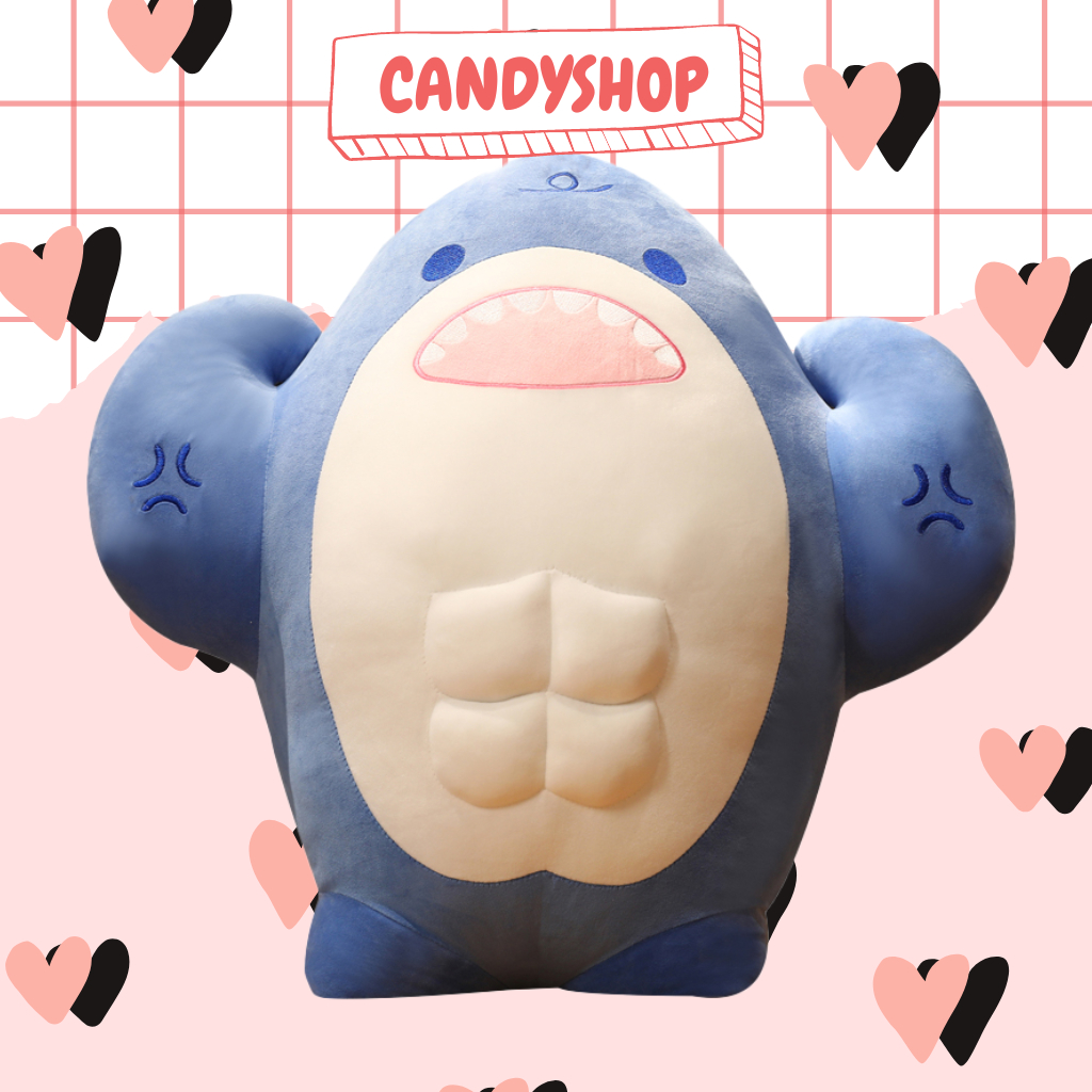 Gấu bông Cá Mập cơ bắp 4 múi siêu to khổng lồ gối ôm lông mịn màng dễ thương hàng chính hãng  Candyshop
