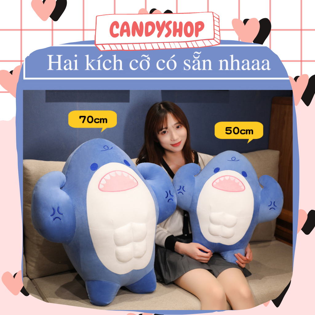 Gấu bông Cá Mập cơ bắp 4 múi siêu to khổng lồ gối ôm lông mịn màng dễ thương hàng chính hãng  Candyshop