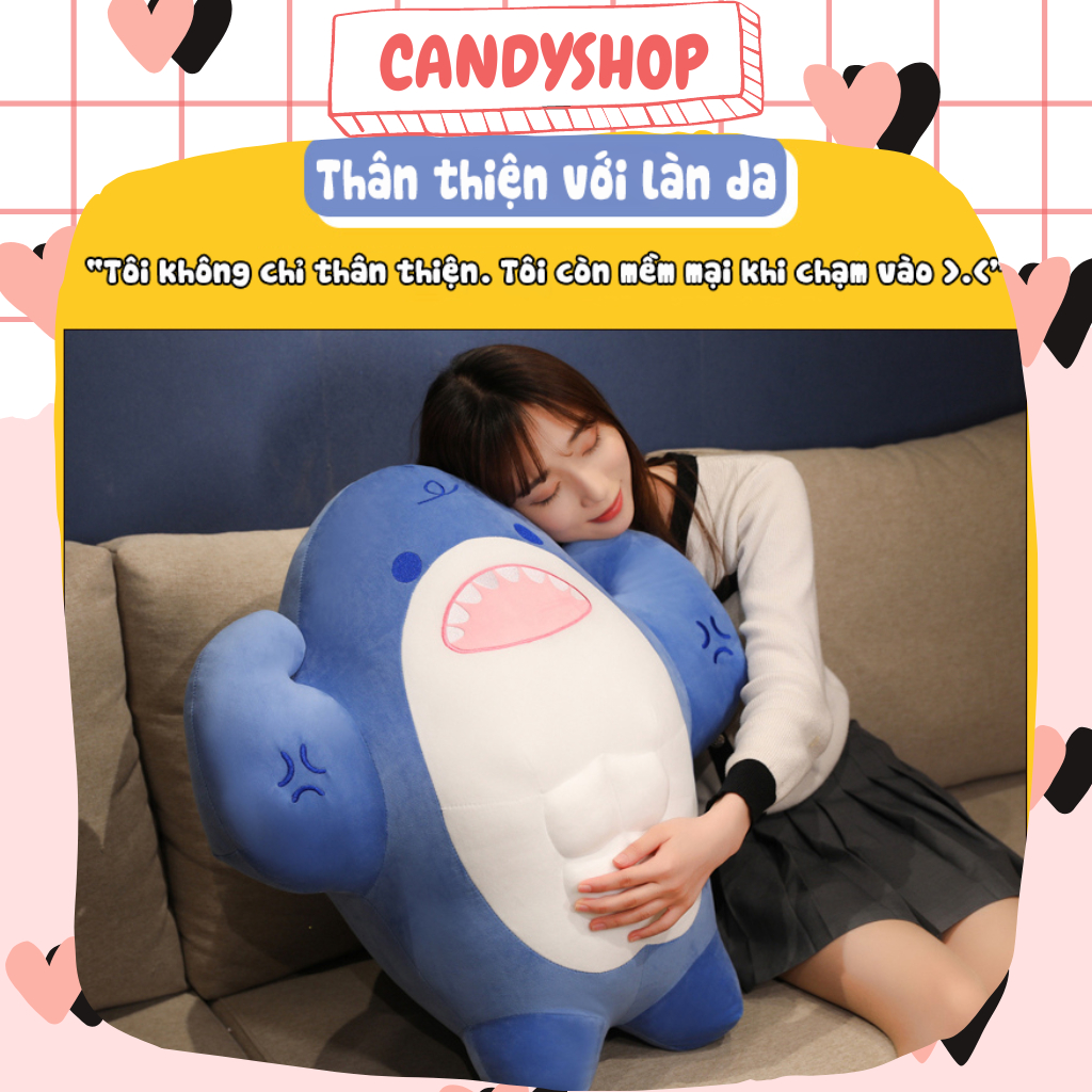 Gấu bông Cá Mập cơ bắp 4 múi siêu to khổng lồ gối ôm lông mịn màng dễ thương hàng chính hãng  Candyshop