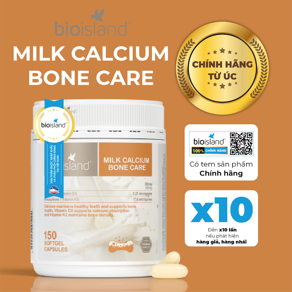Canxi hữu cơ cho bà bầu Bio Island Milk Calcium Bone Care thúc đẩy quá trình phát triển của xương răng chắc khỏe