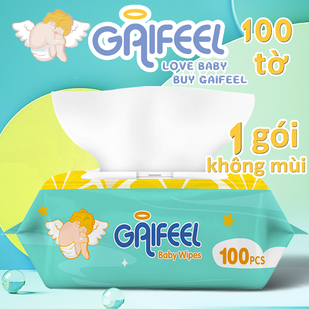 GAIFEEL Khăn ướt  khăn giấy ướt Khăn lau trẻ em 100 chiếc Khăn lau trẻ em không mùi