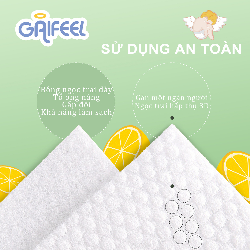 GAIFEEL Khăn ướt  khăn giấy ướt Khăn lau trẻ em 100 chiếc Khăn lau trẻ em không mùi