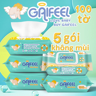  GAIFEEL Khăn ướt  khăn giấy ướt Bộ 5 gói khăn ướt không mùi không cồn cao cấp dành cho em bé 