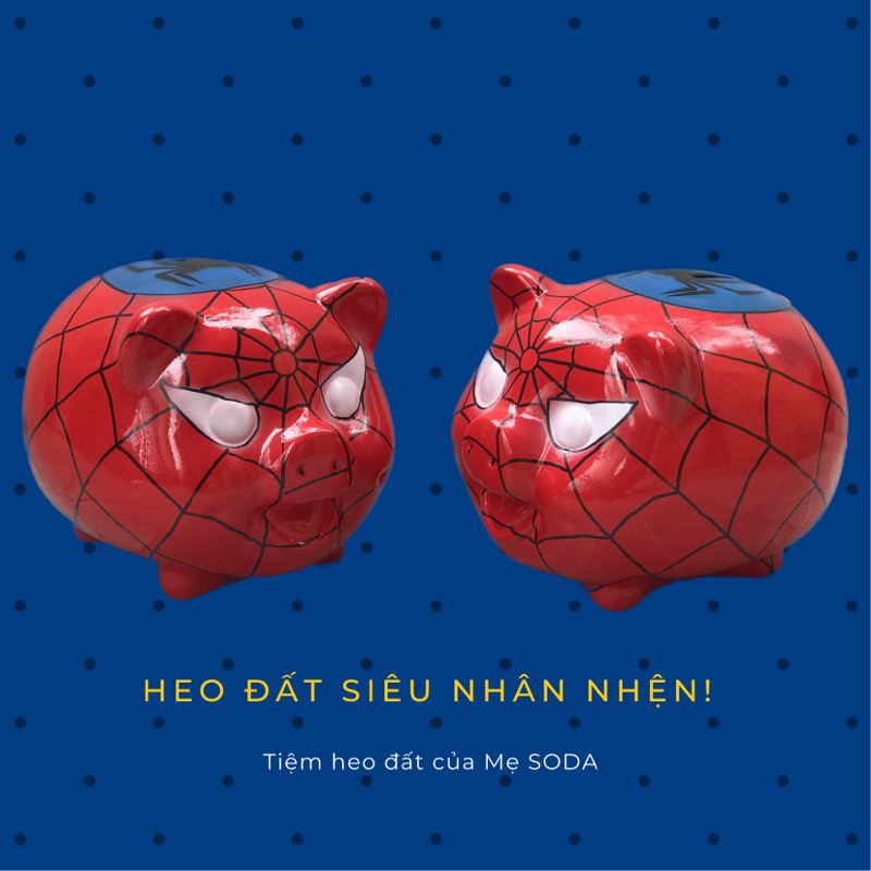 Heo đất tiết kiệm siêu nhân Nhện Spider men size 16x18x22 cm TIỆM MẸ SODA