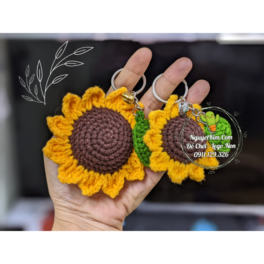🌻Móc Chìa Khoá Len Hoa Hướng Dương Handmade Crochet🌻