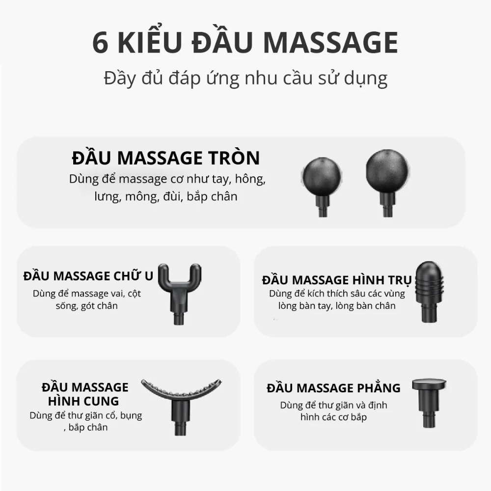 Súng massage Kachi MK353 Pro 6 đầu massage có kèm đai rung
