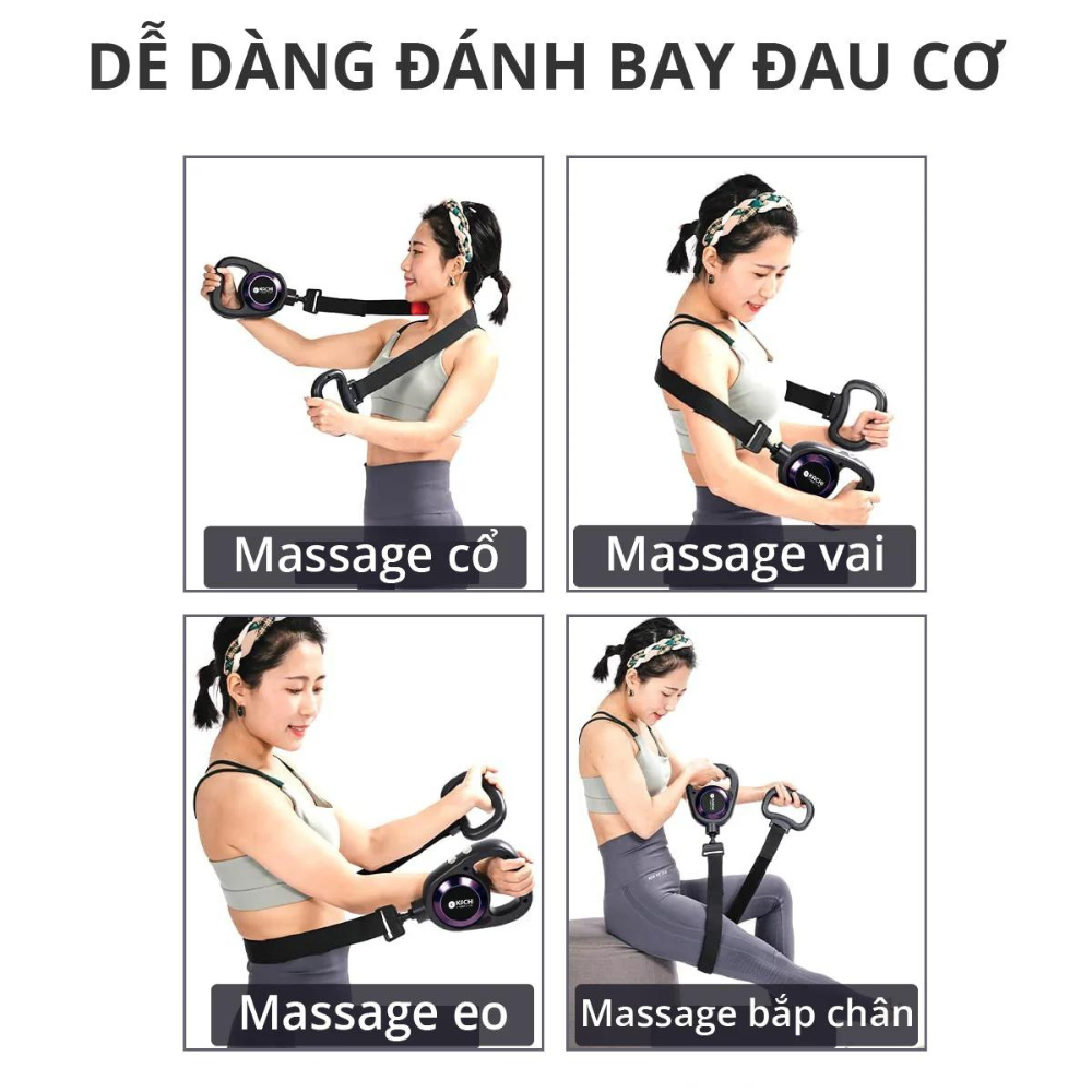 Súng massage Kachi MK353 Pro 6 đầu massage có kèm đai rung