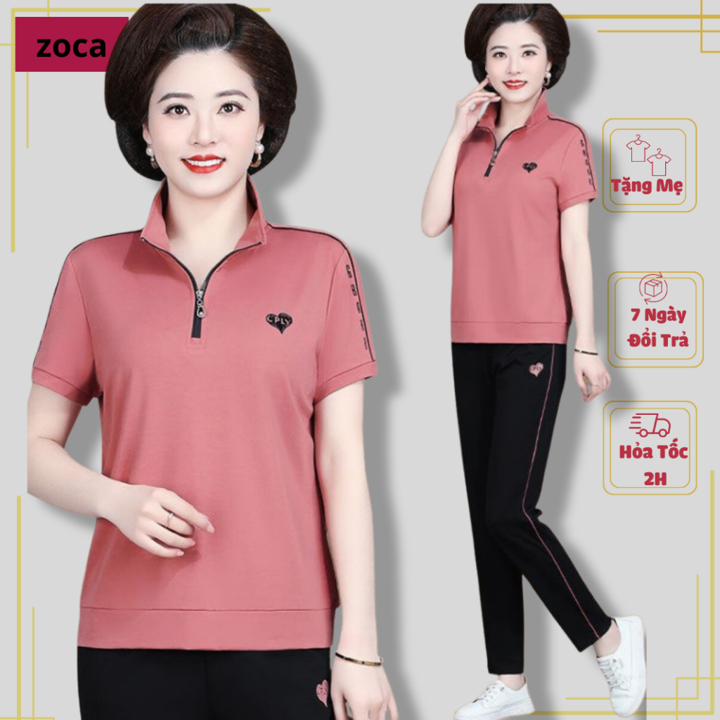Bộ Đồ Thể Thao Nữ, Bộ Đồ Nữ Trung Niên Cao Cấp Có Cổ Quần Dài Lịch Sự Có Size Lớn (có ảnh thật ) -BT03