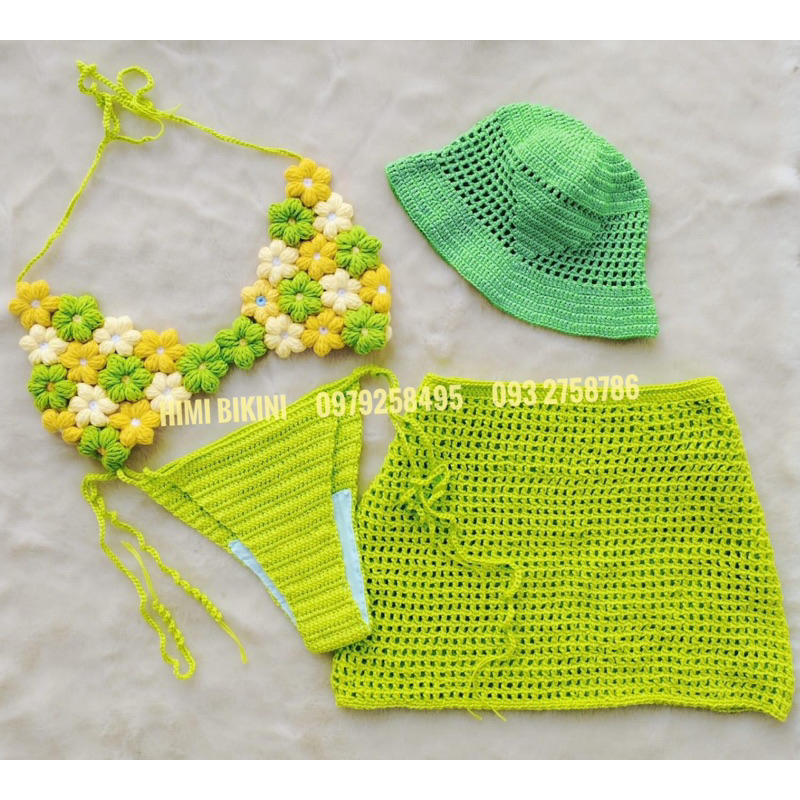 SET LEN HOA CHÂN VÁY LƯỚI PHỐI MÀU SIÊU ĐẸP HANDMADE , crochet