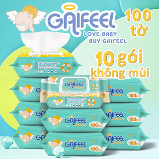  GAIFEEL Khăn ướt khăn giấy ướt Khăn lau trẻ em 100 chiếc Khăn lau trẻ em không mùi X 10 gói 