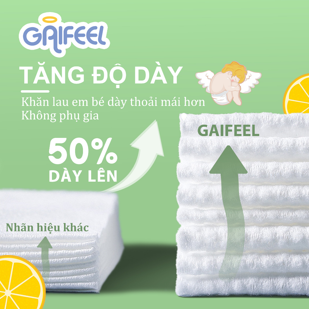 GAIFEEL Khăn ướt khăn giấy ướt Khăn lau trẻ em 100 chiếc Khăn lau trẻ em không mùi X 10 gói