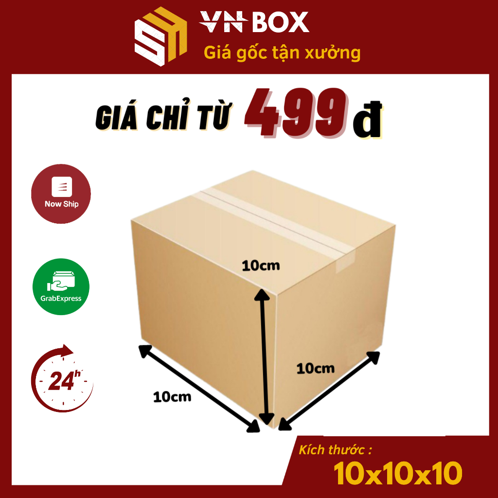 10x10x10 Combo 10 Hộp carton đóng hàng, hộp gói hàng đựng mỹ phẩm, phụ kiện giá gốc tận xưởng - VN Box