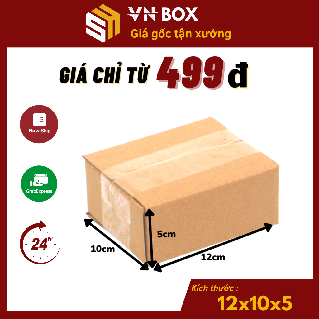 12x10x5 Combo 10 Hộp carton đóng hàng size nhỏ, hộp giấy gói hàng ship Cod - VN Box
