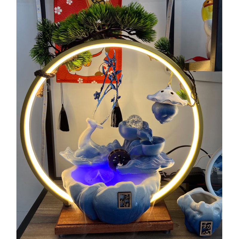 Đài Thưởng Trầm Thác Nước Hươu Tài Lộc Tặng Tân Gia, Khai Trương, Tân Gia