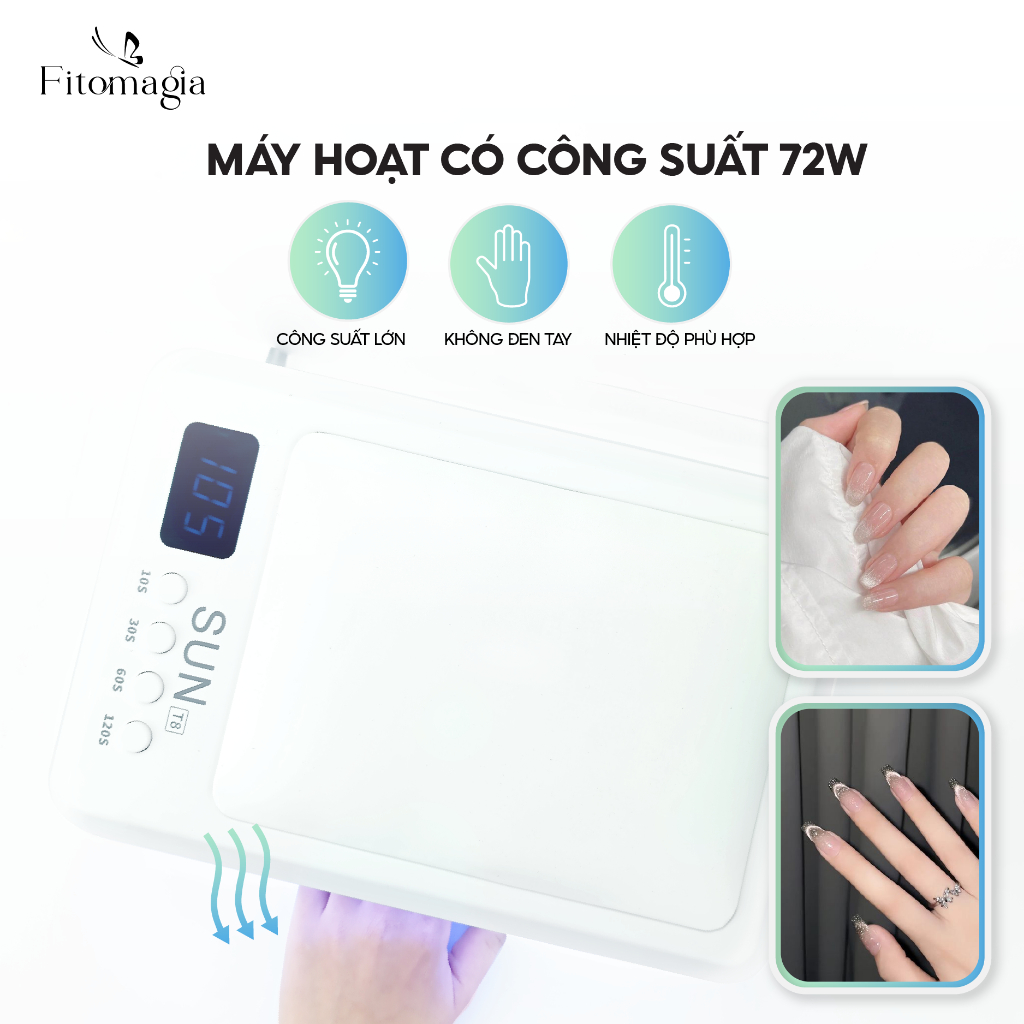 Fitomagia Máy Hơ Gel SUN T8 Hàng Chính Hãng, 72W Bảo Hành 6 Tháng