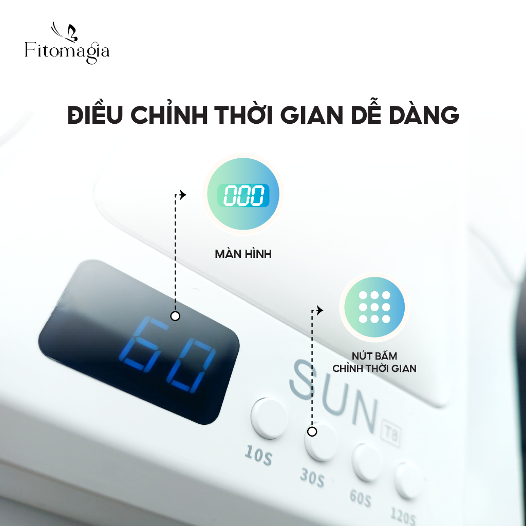 Fitomagia Máy Hơ Gel SUN T8 Hàng Chính Hãng, 72W Bảo Hành 6 Tháng